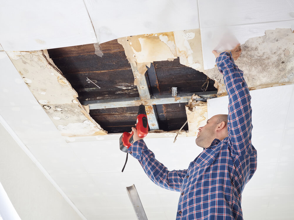 restore water damage in a ceiling